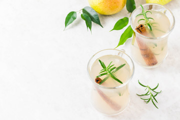 Spiced fermented cinnamon ginger kombucha. Selective focus, space for text.