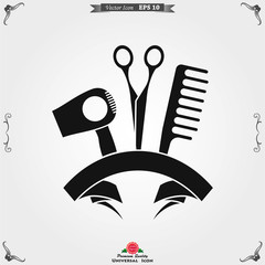 Barber icon vector, for web and mobile, salon hair dryer, hair curler.