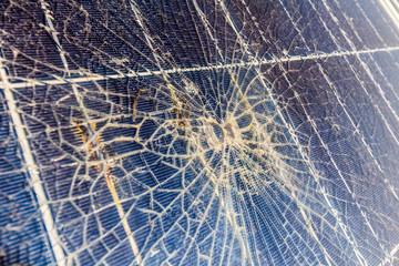 Solar panel, alternative electricity source - concept of sustainable resources, And this is damage of the solar panel Polycrystalline type
