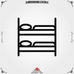 Bed icon vector, flat symbol on background.