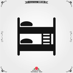Bed icon vector, flat symbol on background.