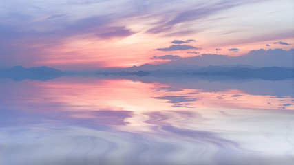 wonderful sky clouds and lake reflection.