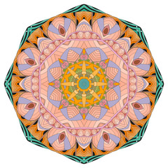 Colorful cute Mandalas. Decorative unusual round ornaments.