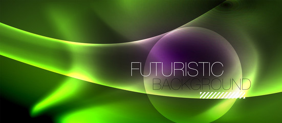 Glossy glowing neon light wave background