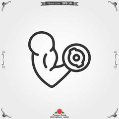 Biceps icon, muscle strength or power vector icon
