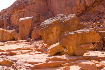 Coloured Canyon is a rock formation on South Sinai (Egypt) peninsula. Desert rocks of multicolored sandstone background.	