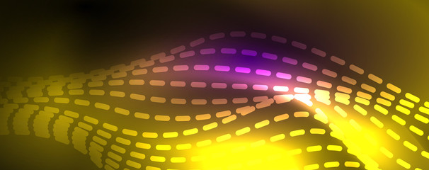 Obraz premium Neon vector wave lines abstract background, magic futuristic techno design