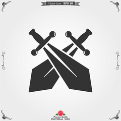 Sword icon, vector flat icon illustration isolated on background.