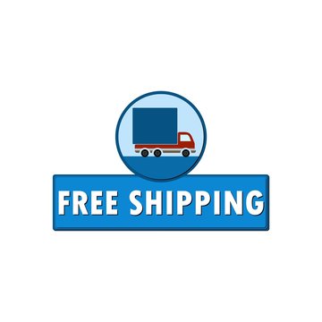 Blue Free Shipping sign, button, icon