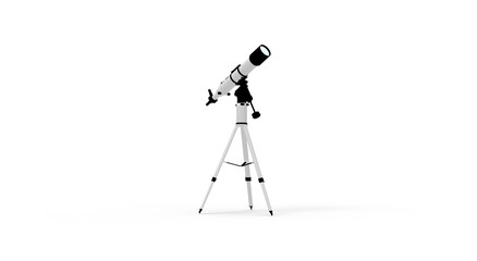 Telescope isolated on white 3D Rendering