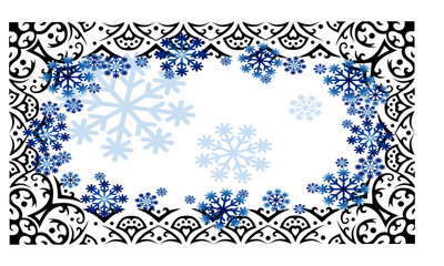 Black winter ornament vector frame