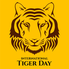 International Tiger day. Tiger's head vector color illustration. July 29.