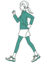 女性-ウォーキング-2色