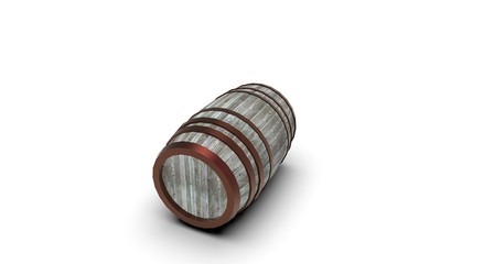 wooden Barrel isolated on White 3D Rendering