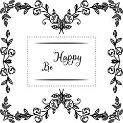Vector illustration beautiful wreath frame with various greeting card be happy