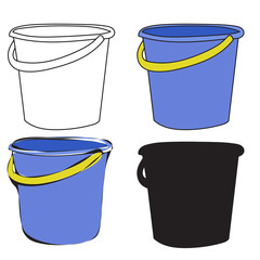 isolated, blue bucket in flat style