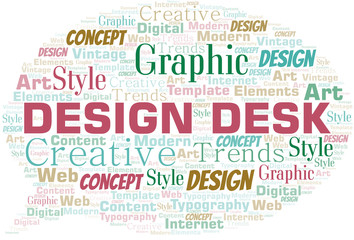 Design Desk word cloud. Wordcloud made with text only.