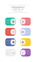 Infographic design elements for your business data with 9 options, parts, steps, timelines or processes. Vector Illustration.