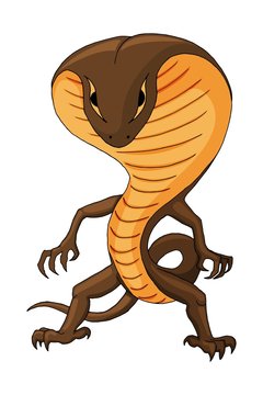 Vector illustration with a Cobra Humanoid creature. For sticker, poster, print