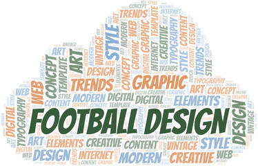 Football Design word cloud. Wordcloud made with text only.