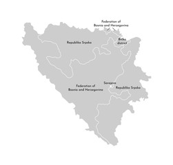 Vector isolated illustration of simplified administrative map of Bosnia and Herzegovina. Borders and names of the provinces (regions). Grey silhouettes. White outline