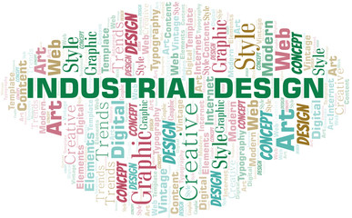 Fototapeta premium Industrial Design word cloud. Wordcloud made with text only.