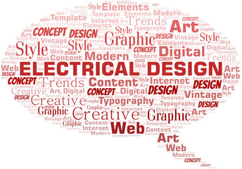 Electrical Design word cloud. Wordcloud made with text only.