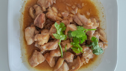 Fried pork, garlic, pepper, Thai food that is popular for many people in Thailand