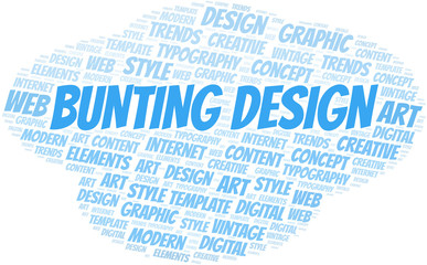 Obraz premium Bunting Design word cloud. Wordcloud made with text only.
