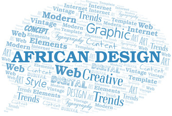 African Design word cloud. Wordcloud made with text only.