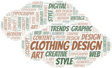 Clothing Design word cloud. Wordcloud made with text only.