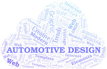 Obraz premium Automotive Design word cloud. Wordcloud made with text only.