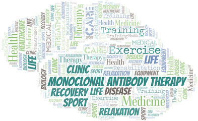 Monoclonal Antibody Therapy word cloud. Wordcloud made with text only.