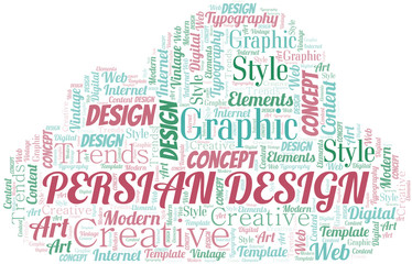 Fototapeta premium Persian Design word cloud. Wordcloud made with text only.