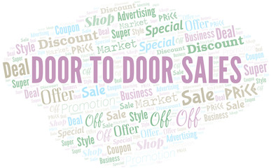 Fototapeta premium Door To Door Sales Word Cloud. Wordcloud Made With Text.