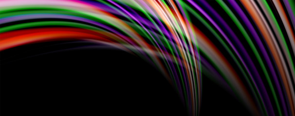 Fluid color waves with light effects, vector abstract background