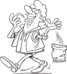 Boy throwing candy bag on the ground