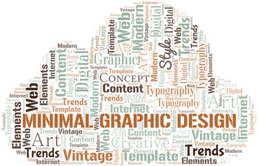 Obraz premium Minimal Graphic Design word cloud. Wordcloud made with text only.