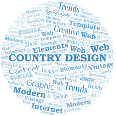 Fototapeta premium Country Design word cloud. Wordcloud made with text only.
