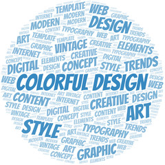 Colorful Design word cloud. Wordcloud made with text only.
