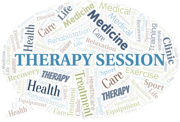 Therapy Session word cloud. Wordcloud made with text only.