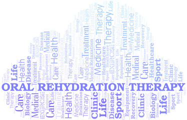 Obraz premium Oral Rehydration Therapy word cloud. Wordcloud made with text only.