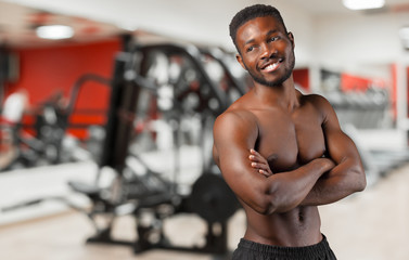 Obraz na płótnie Canvas Enjoying healthy lifestyle. Young muscular African man