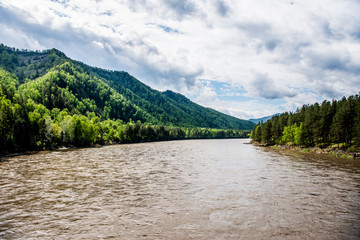 Fototapeta na wymiar Katun river in spring, Altai