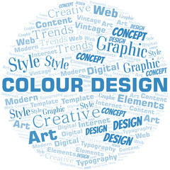 Colour Design word cloud. Wordcloud made with text only.