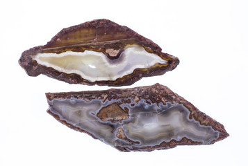 two cut polished agate stones