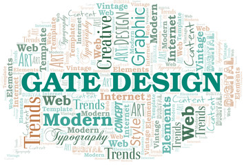 Obraz premium Gate Design word cloud. Wordcloud made with text only.