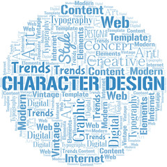 Character Design word cloud. Wordcloud made with text only.