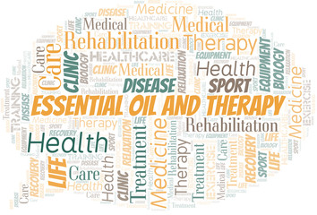 Essential Oil And Therapy word cloud. Wordcloud made with text only.