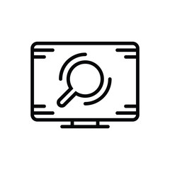 Black line icon for search process 